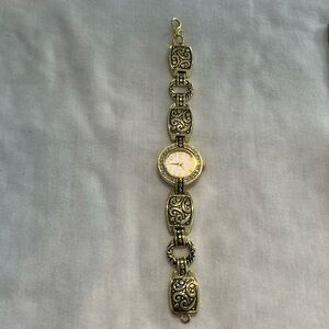 Ladies Charming Charlie Quartz Bracelet Watch. Goldtone with Rhinestones.